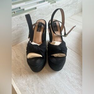 Lilas Black Wedge Platform Sandals